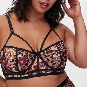 Torrid Microfiber Underwire Bra Long Brallete Animal Print Floral Sz 3 Cheetah